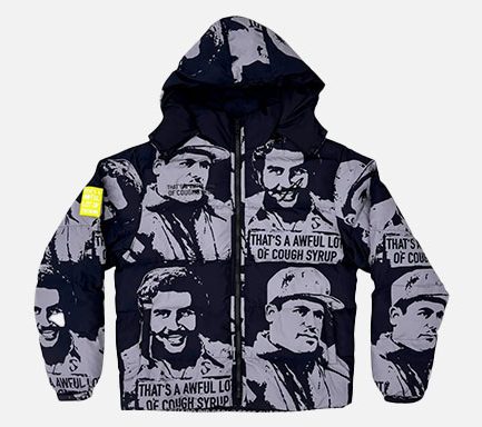 Cough Syrup x Asaali Cartel Puffer Jacket In Grey