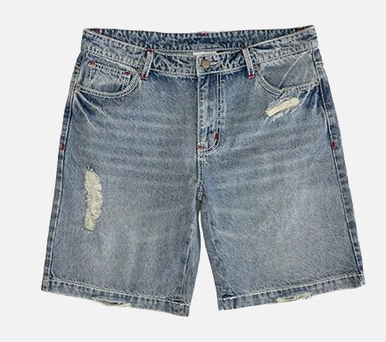Denim Ribbon Shorts Blue | Trendy Women’s Summer Denim with Side Detail