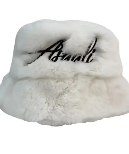 Asaali Rabbit Fur Cream Bucket Hat